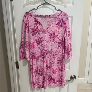 Lilly Pulitzer pink three quarter sleeve sun dress